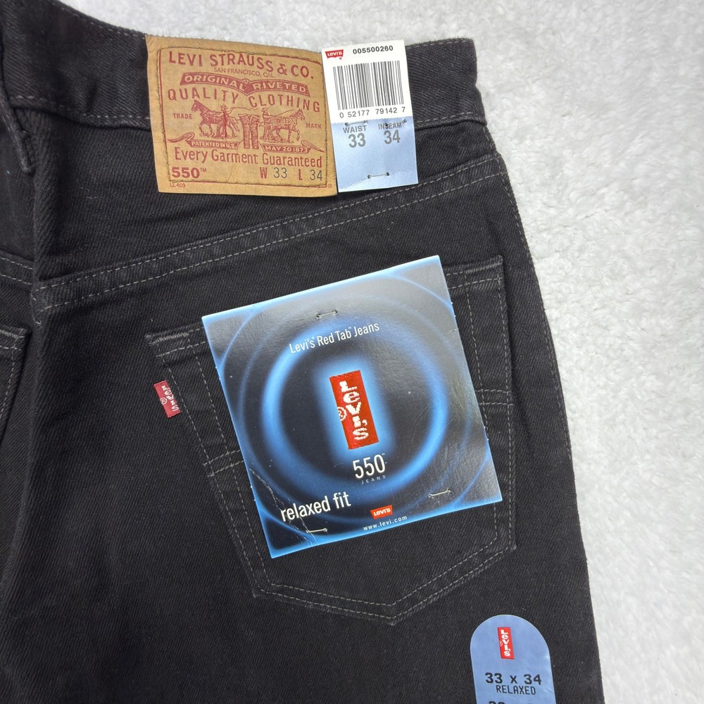 Levis‎ 550 Relaxed Fit Denim Jeans Mens 33x34 Black NWT NOS USA 90s